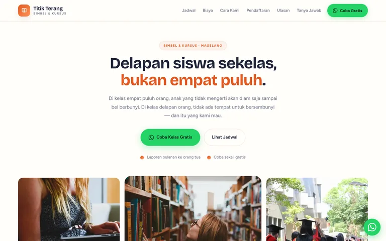 Pratinjau landing page bimbel & kursus buatan PorsLabs