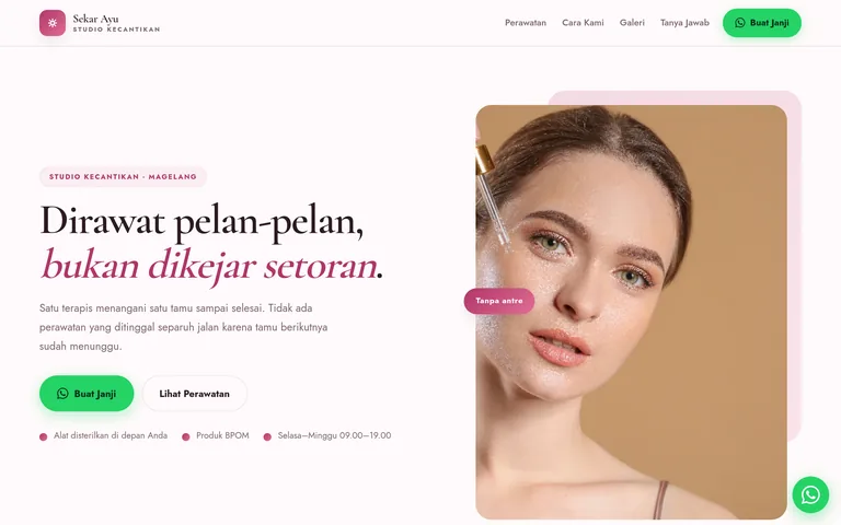 Pratinjau landing page salon kecantikan buatan PorsLabs