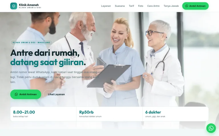 Pratinjau landing page klinik buatan PorsLabs