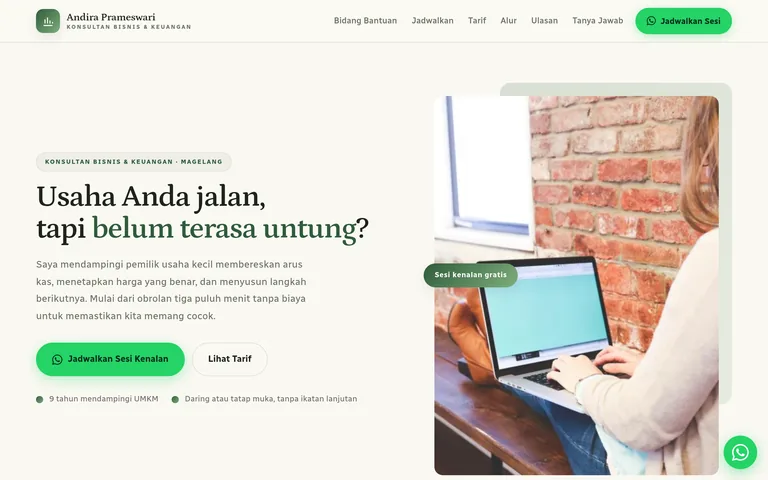 Pratinjau landing page konsultan buatan PorsLabs