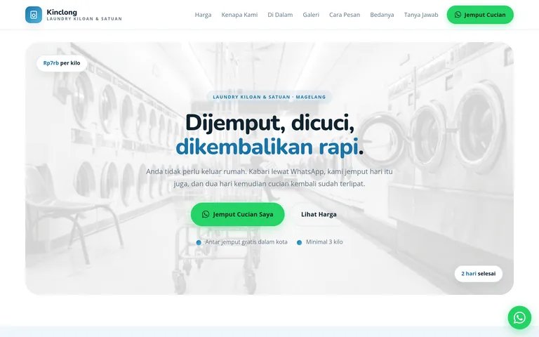 Pratinjau landing page jasa laundry buatan PorsLabs