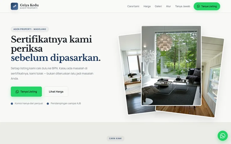 Pratinjau landing page agen properti buatan PorsLabs