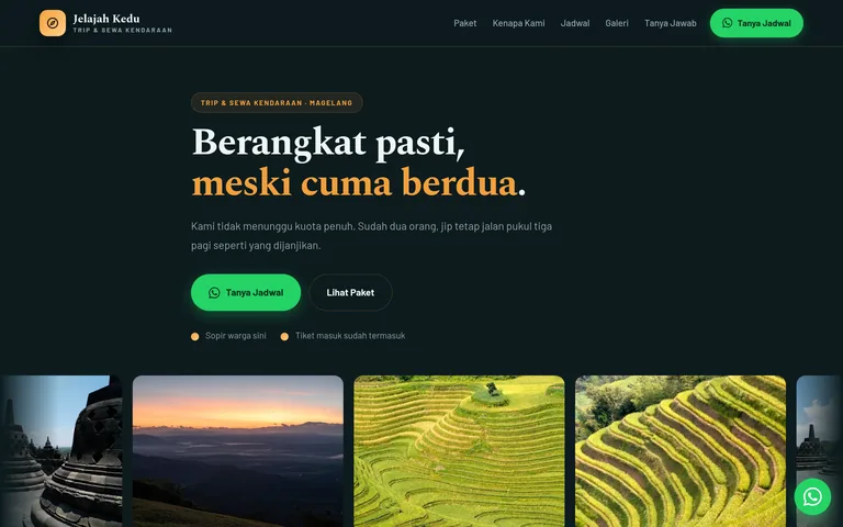 Pratinjau landing page travel dan paket wisata buatan PorsLabs