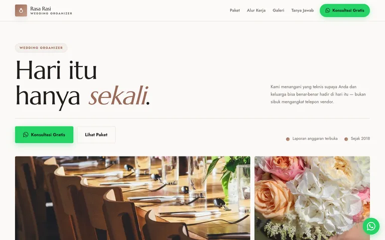 Pratinjau landing page wedding organizer buatan PorsLabs